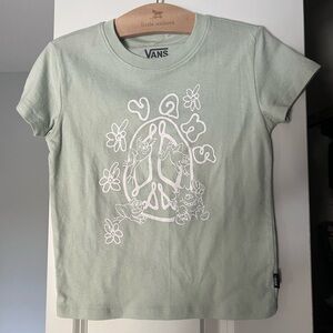 Vans Kids Frog Peace Crew Tee Sage Green Graphic T-Shirt Size 5